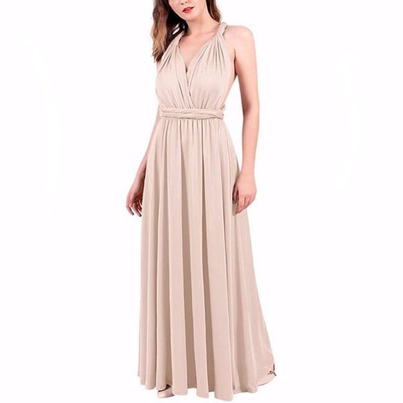 Multiway Transformer Wrap Dress Bridesmaid Elastic Waist Convertible Maxi Gown S - Picture 6 of 8